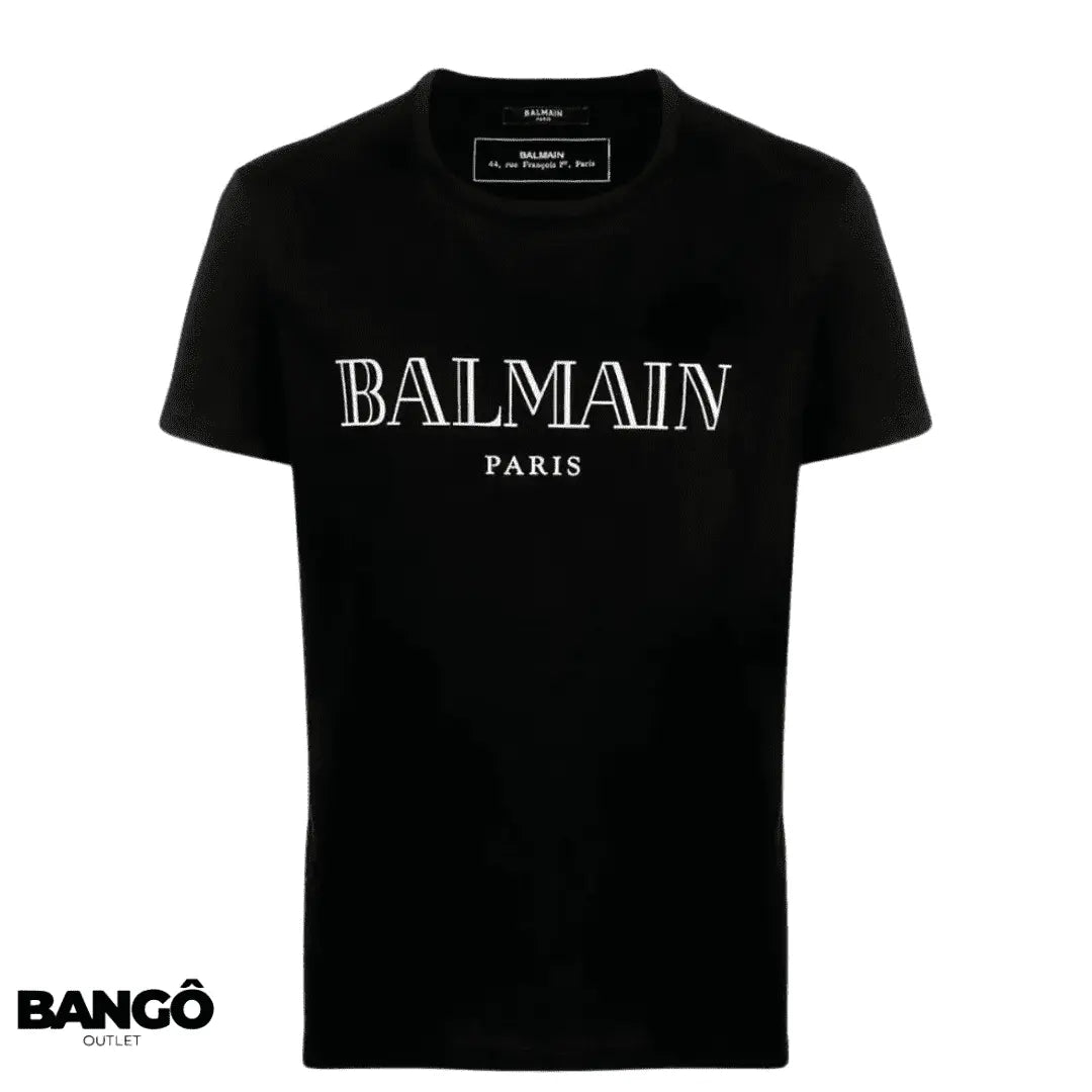 Camiseta Balmain Paris Estampa de Logo - Preta