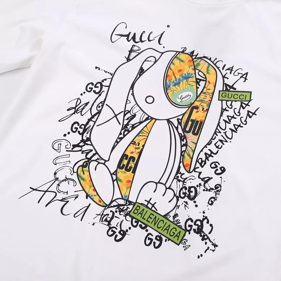 Camiseta Gucci Balenciaga Estampa do Coelho - Branca