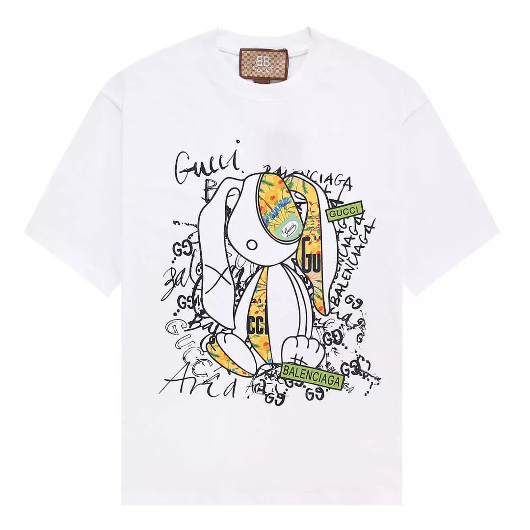 Camiseta Gucci Balenciaga Estampa do Coelho - Branca