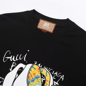 Camiseta Gucci Balenciaga Estampa do Coelho - Preta