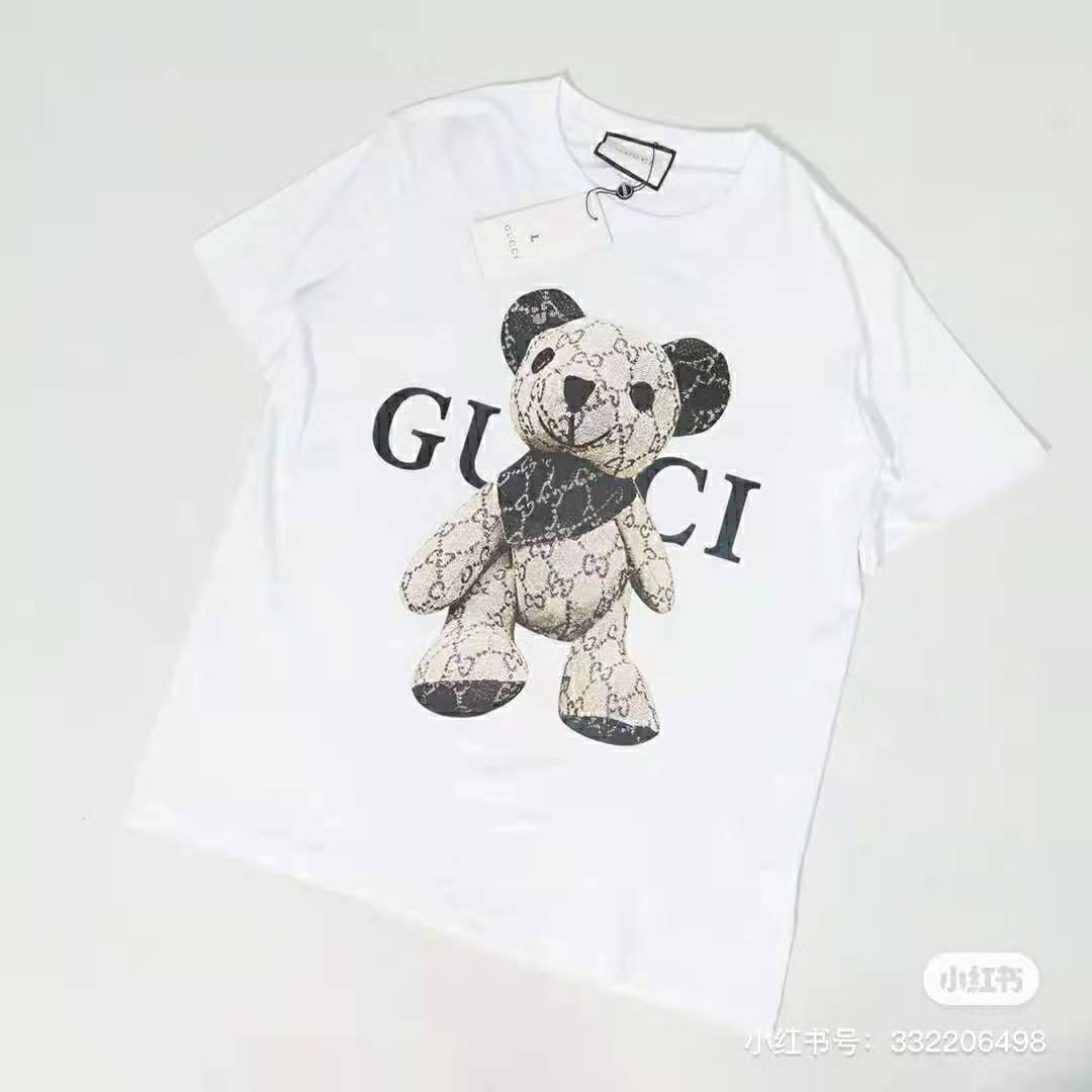 Camiseta Gucci Urso Xadrez - Branco