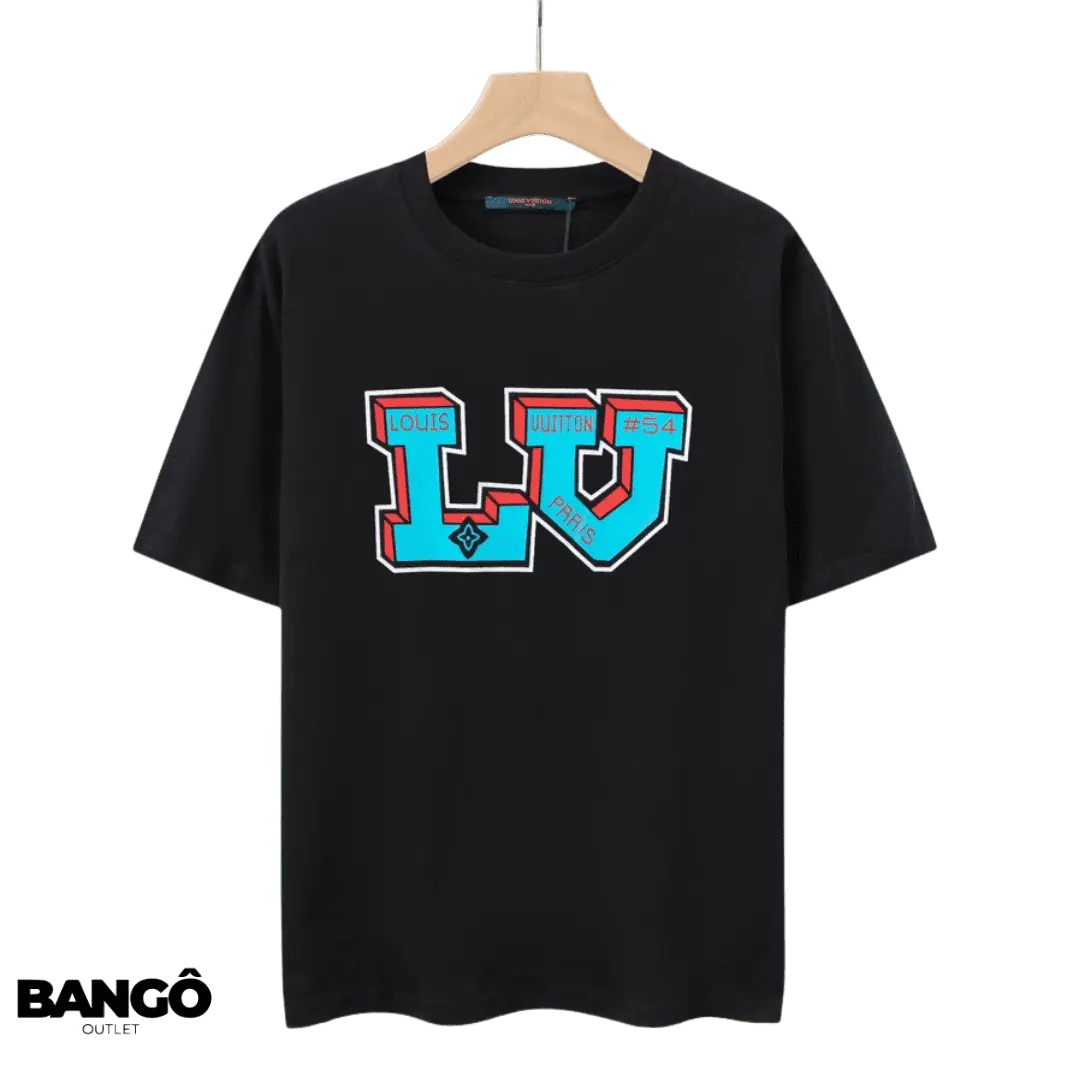 Camiseta Louis Vuitton Estamapa de Letra LV Preto