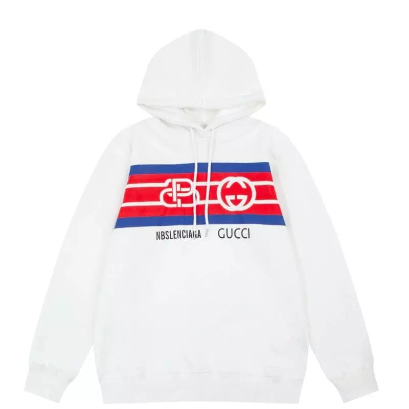 Moletom Balenciaga x Gucci Striped Collab - Branco