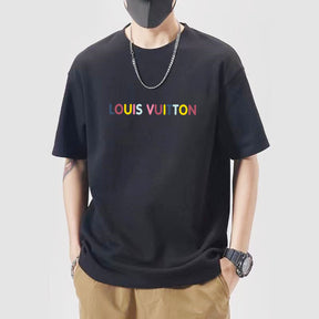 Camiseta Louis Vuitton Rainbow Letters Preto