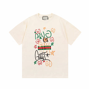 Camiseta Gucci Random Letter Printing Designer - Branco