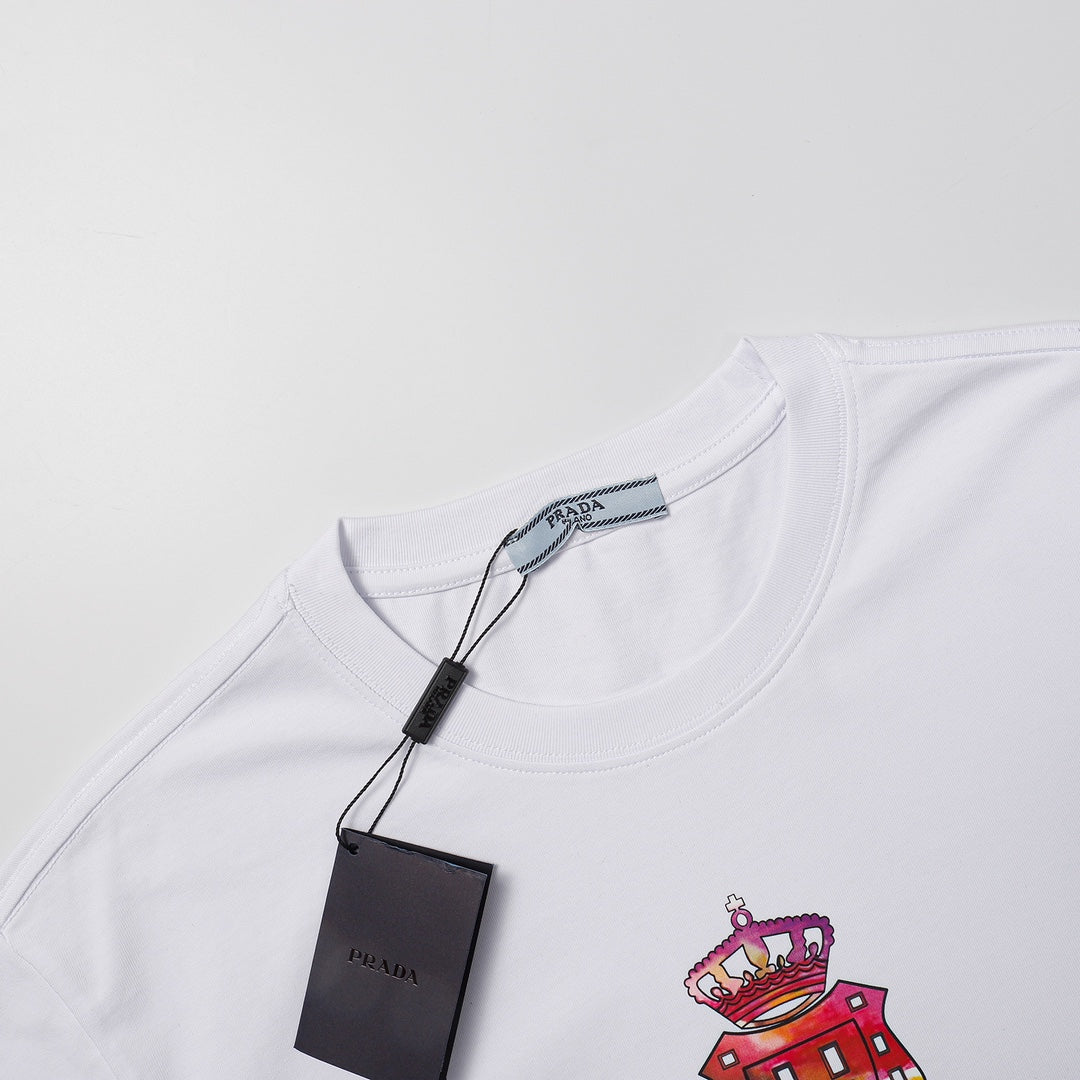 Camiseta Prada Crown Rainbow Branco