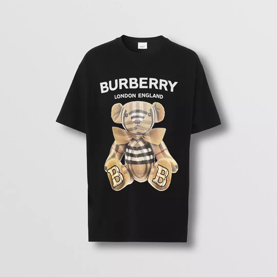 Camiseta BURBERRУ com Estampa de Logo Urso de Laço Infantil