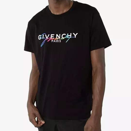 Camiseta GIVЕNСHY com Estampa de Logo Detalhe Colorido