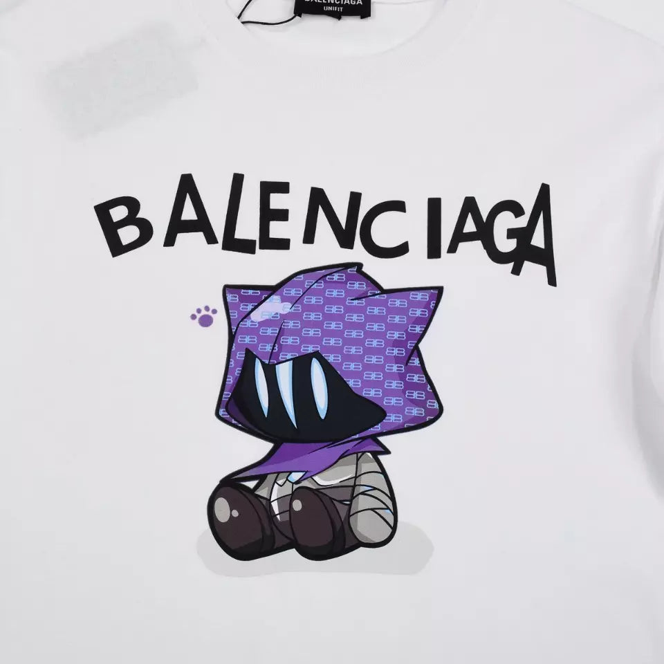 Camiseta Balenciaga x Gucci Estampa de Desenho Animado - Branca