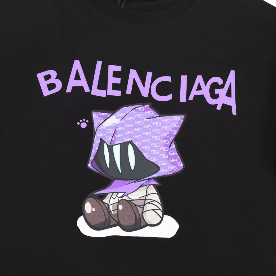 Camiseta Balenciaga x Gucci Estampa de Desenho Animado - Preta
