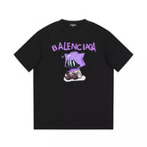 Camiseta Balenciaga x Gucci Estampa de Desenho Animado - Preta