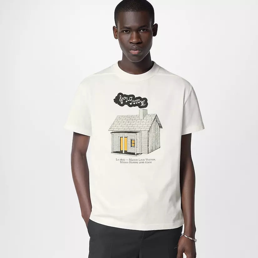 Camiseta LOUІS VUІTTON estampa House - Branca cremosa