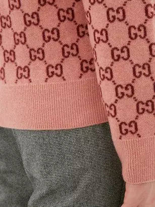 Suéter GG Monograma mescla lã feltrada com decote em V